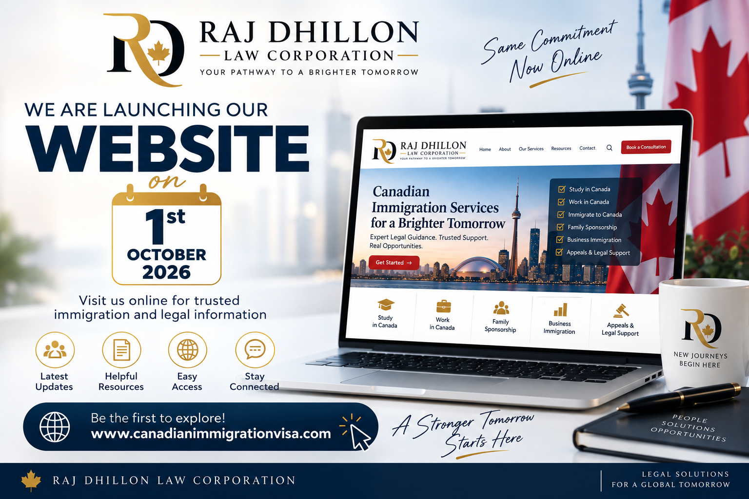 Raj Dhillon Law Corporation website launching on 1st October 2026 at www.canadianimmigrationvisa.com